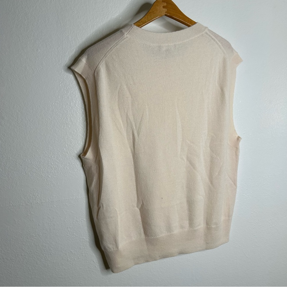 NWT J. Crew 100% Cashmere Relaxed Fit Sweater Vest in Heather Muslin Size Large - Picture 6 of 15